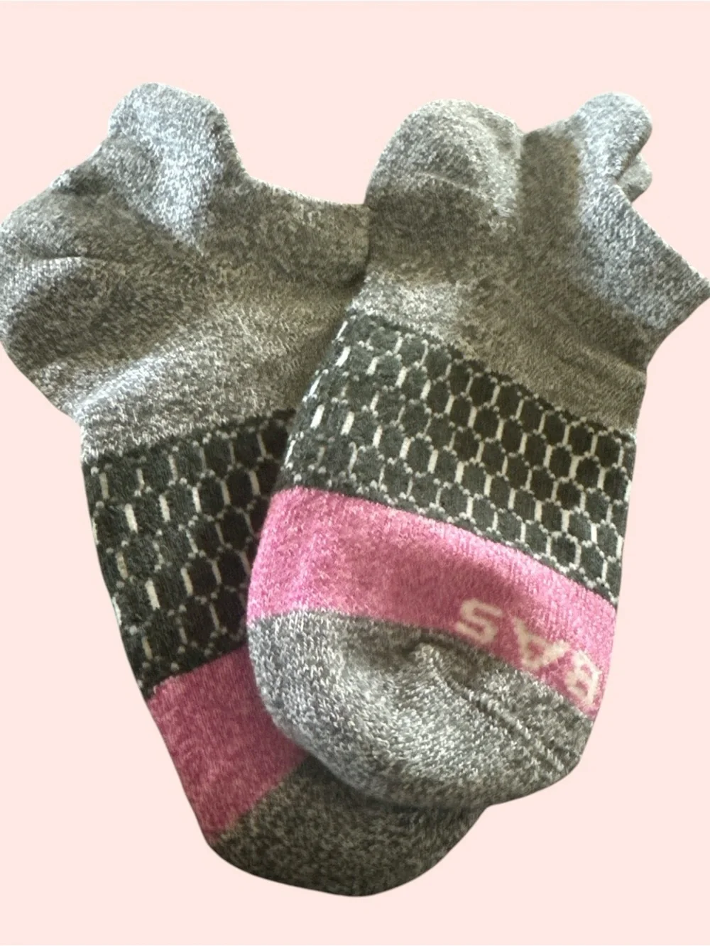 New Bombas Midweight Performance Socks Gray/pink, Gray Blue & White SZ SM 4-7.5